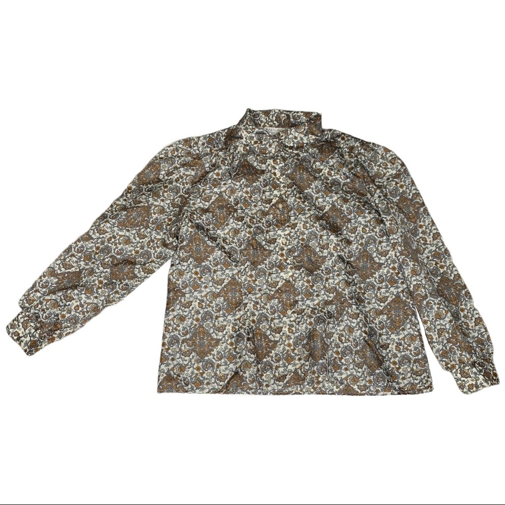 Vintage Button Down Longsleeve Top with Puff Sleeves